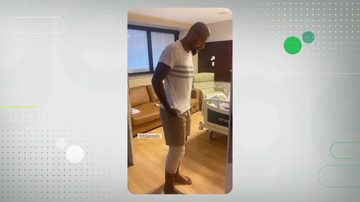 Felipe Melo, do Fluminense, recebe alta após cirurgia no joelho e brinca: 