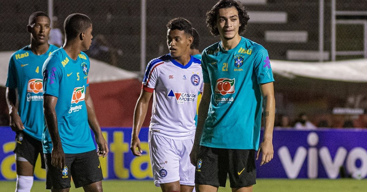 Matheus Nascimento, do Botafogo, joga no total 46 minutos em amistosos da Seleção Sub-20 na Bahia e dá uma - FogãoNET